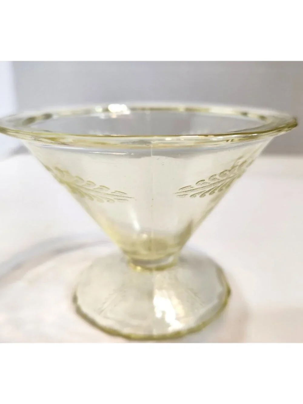 Hazel Atlas Glass Roxana Yellow Low Footed Sherbet Dish Depression Glass 1930's
